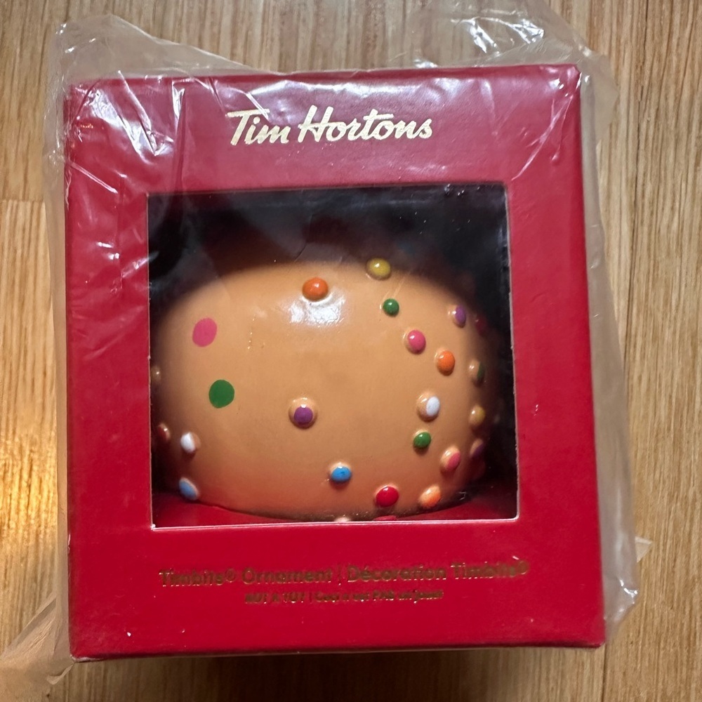 2022 Tim Hortons Ornament Timbit with Ribbon String Ornament BNIP